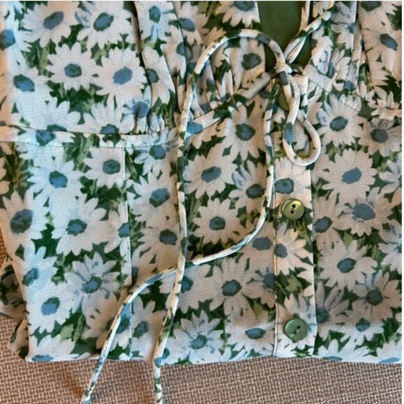 Reformation Ceara Midi Dress - Daisy Meadow Green White Floral V Neck French Sz8 - Picture 6 of 9